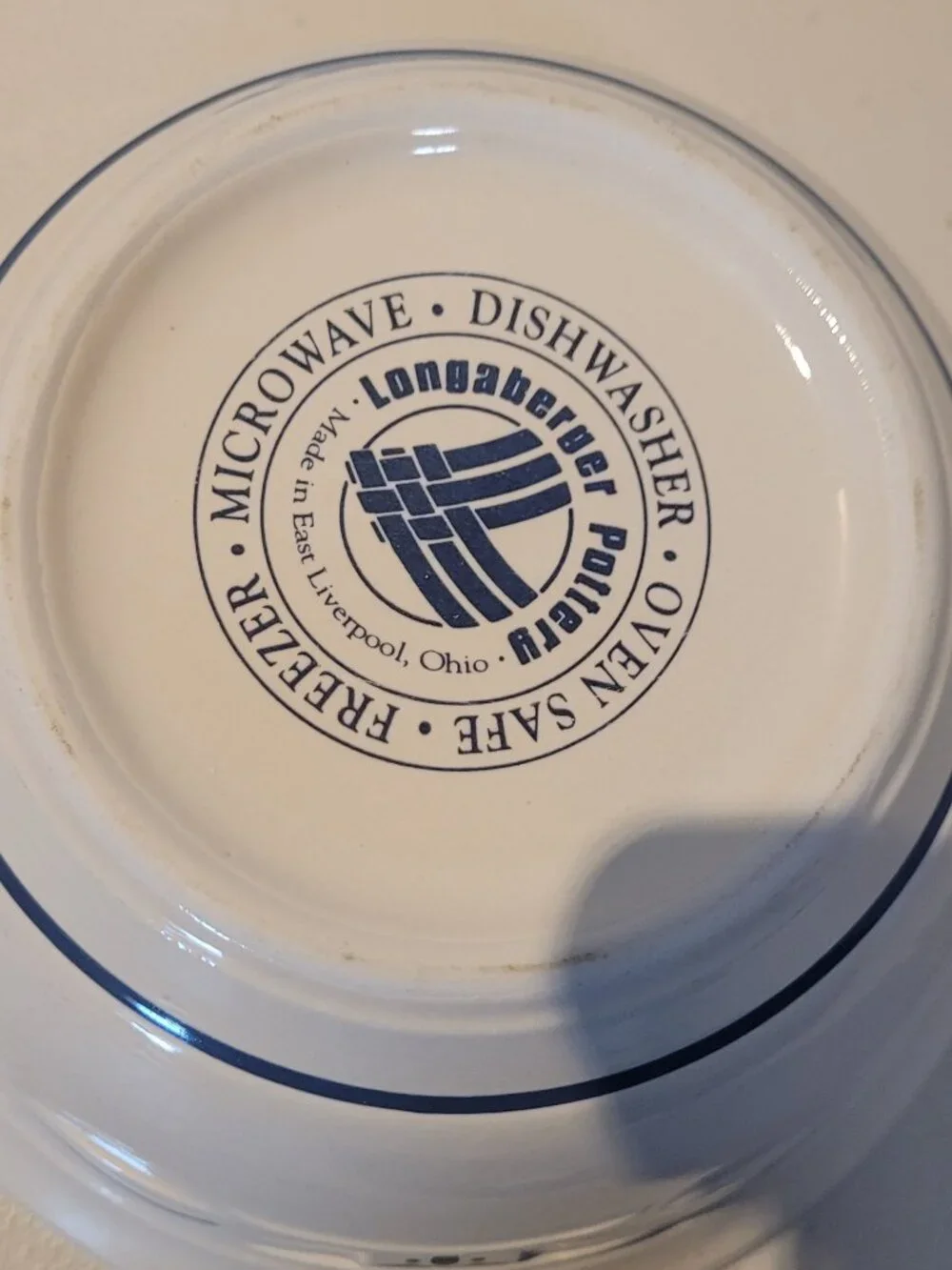 Bowl LONGABERGER POTTERY 8 inches Blue & White Woven Traditions Mixing Bowl